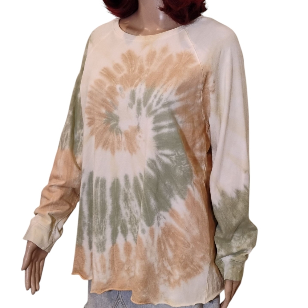 Easel Earthy Tie-Dye Long Sleeve Oversized Top - Size Medium - Picture 2 of 9